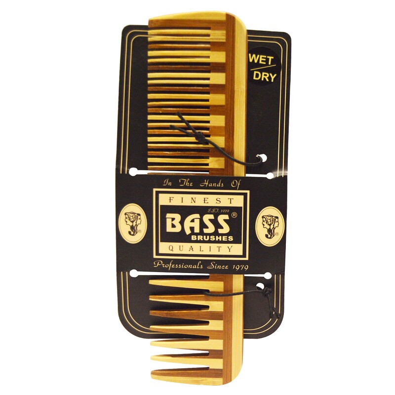 Bass Brushes, Large Wood Comb, Wide Tooth/ Fine Combination iHerb