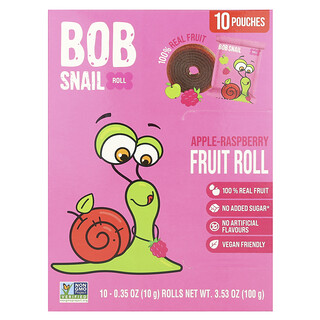 Bob Snail, Ρολό φρούτων, μήλο-βατόμουρο, 10 φακελάκια, 0,35 oz (10 g) έκαστο