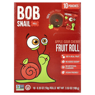 Bob Snail, Fruit Rolls, Apple-Sour Cherry, 10 Pouches, 0.35 oz (10 g) Each