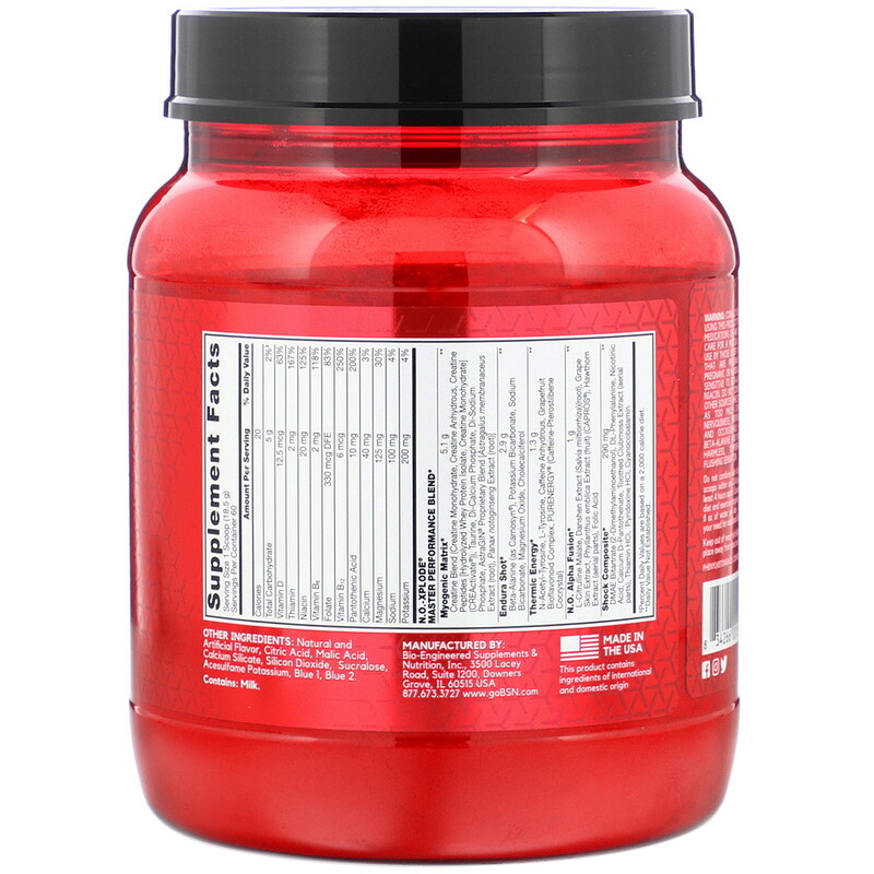 BSN, N.O.Xplode, Legendary PreWorkout, Blue Raz, 2.45 lb