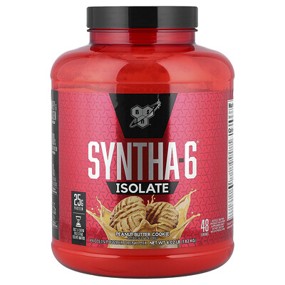 BSN, Aislado Syntha-6®, Mezcla para preparar bebidas con proteína en polvo, Galleta de mantequilla de maní, 1,82 kg (4,02 lb)