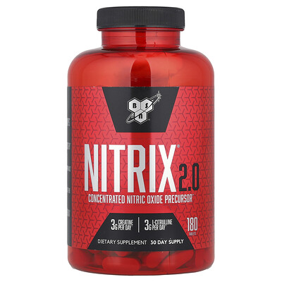 Product Image for BSN, Nitrix 2.0, Concentrated Nitric Oxide Precursor, 180 Tablets