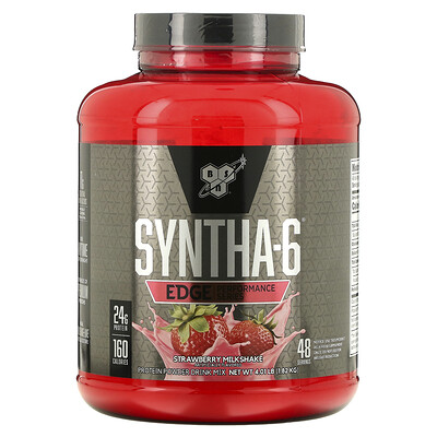 BSN Syntha-6 Edge, сухая протеиновая смесь, вкус клубничного молочного коктейля, 3.86 фунта (1.75кг)