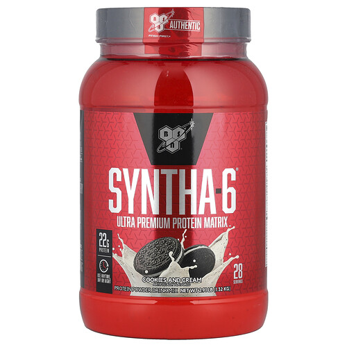 Bsn Syntha-6®, Ultra Premium Protein Matrix, Cookies & Cream, 2.91 lb (1.32 kg)