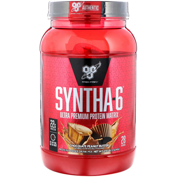BSN, シンサ（Syntha）-6, 無駄のない筋肉のための超プレミアム プロテインパウダー, チョコレート ピーナッツバター, 2.91オンス（1.32 kg）