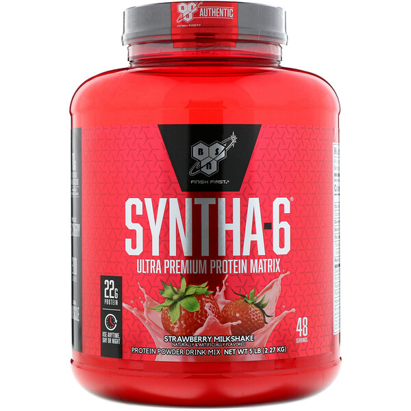 Syntha-6, белковая матрица ультрапремиального качества, клубничный молочный коктейль, 2,27 кг (5,0 фунта)
