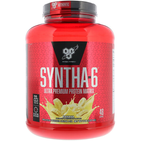BSN, Syntha-6, Ultra-Premium-Proteinmatrix, Banane, 5,0 lbs (2,27 kg)