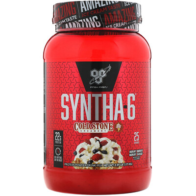BSN Syntha-6, ягодный вафельный рожок, 2,59 ф. (1,17 кг)