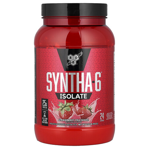 Bsn Syntha-6® Isolate, Protein Powder Drink Mix, Strawberry Milkshake, 2.01 lbs (912 g)