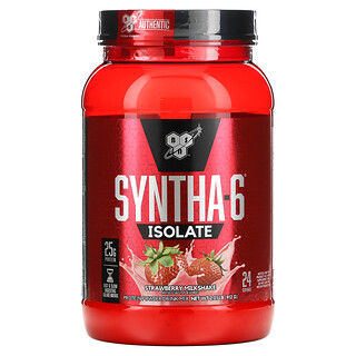 BSN, Izolát Syntha-6®, směs proteinových práškových nápojů, jahodový mléčný koktejl, 912 g (2,01 lb)