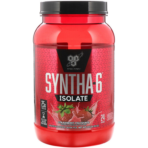 BSN, Syntha-6 Isolate, Eiweißpulver Getränk Mix, Erdbeer-Milchshake, 2.01 lbs (912 g)