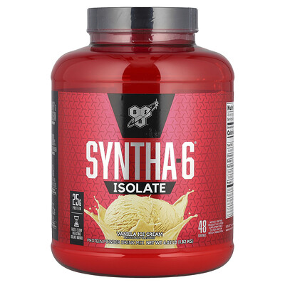 BSN, Aislado Syntha-6, bebida en polvo de proteína, helado de vainilla, 4,02 lbs (1,82 kg)