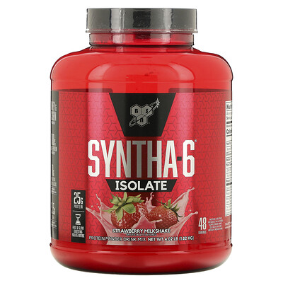 BSN Syntha-6 Isolate, Protein Powder Drink Mix, Strawberry Milkshake, 4.02 lbs (1.82 kg)