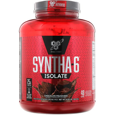 BSN Syntha-6 Isolate, Protein Powder Drink Mix, Chocolate Milkshake, 4.02 lbs (1.82 kg)
