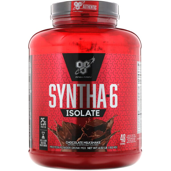BSN, Syntha-6 Isolate, Protein Powder Drink Mix, Chocolate Milkshake, 4.02 lbs (1.82 kg)