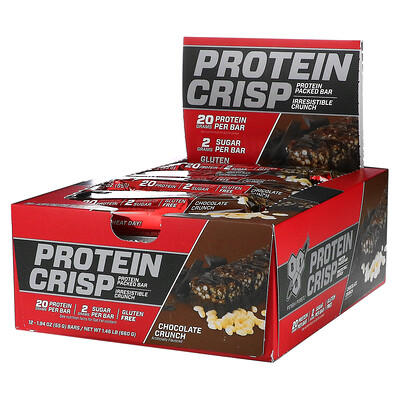 BSN Protein Crisp, кранч с шоколадом, 12 батончиков, 57 г (2,01 унции) каждый