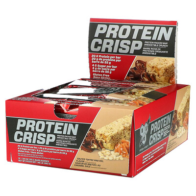BSN Protein Crisp, протеиновый батончик, крендельки с соленой карамелью, 12 батончиков, 57 г (2,01 унции)