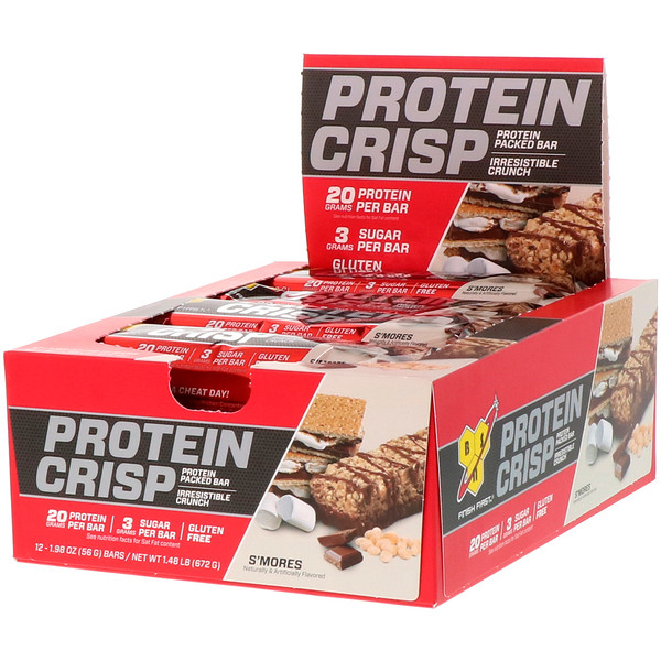 BSN, Protein Crisp, S'mores Flavor, 12 Bars, 1.98 oz (56 g) iHerb