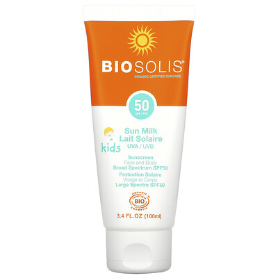 Biosolis Солнцезащитное молочко для детей, SPF 50, 100 мл (3,4 жидк. унций)