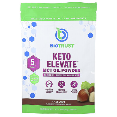 Product Image for BioTRUST, Keto Elevate , MCT Oil Powder, Hazelnut, 6.7 oz (190 g)