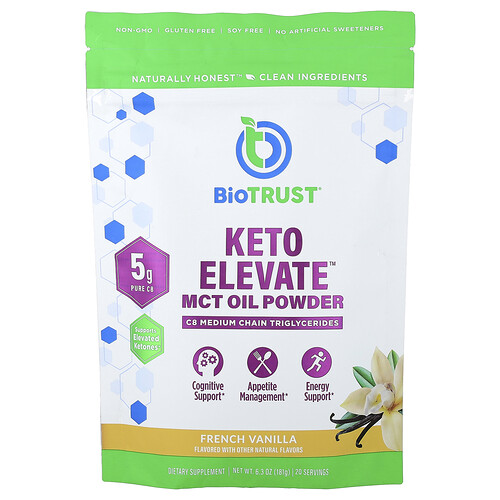 Biotrust Keto Elevate™, MCT Oil Powder, French Vanilla, 6.3 oz (181 g)