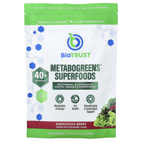 Biotrust Metabogreens® Superfoods, Energizing Berry, 9.2 oz (261 g)