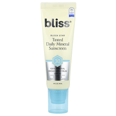Product Image for Bliss, Block Star, Tinted Daily Mineral Sunscreen, SPF 30, 1.4 fl oz (40 ml)