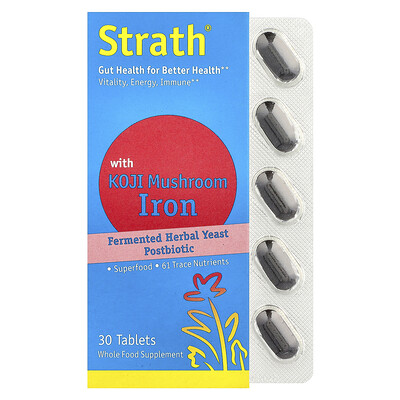 Bio-Strath, Levadura herbal fermentada posbiótica, Con hierro proveniente del hongo koji, 30 comprimidos