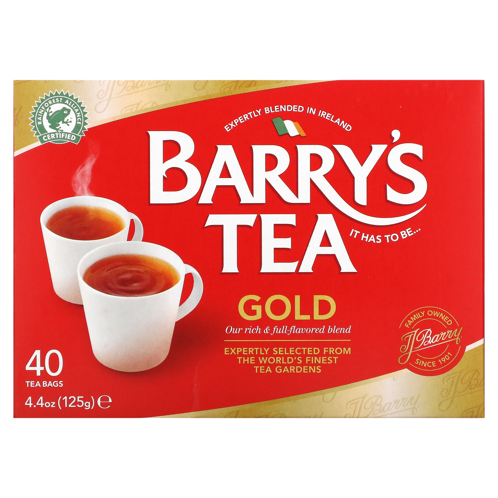 Barry's Tea, Gold Blend, 40 Tea Bags, 4.4 oz (125 g)