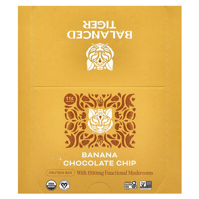 Balanced Tiger , Protein Bar, Banana Chocolate Chip, Bars, 1.55 Oz (44 G) Each Size 12