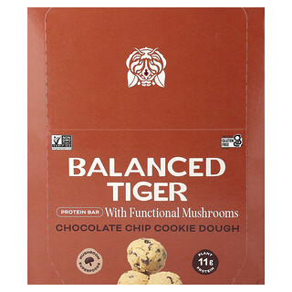 Balanced Tiger, Barra de Proteína, Massa de Biscoito com Lascas de Chocolate, 12 Barras, 44 g (1,55 oz) Cada