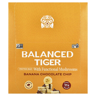 Balanced Tiger, Proteinbar, banan- och chokladchips, 12 barer, 44 g styck