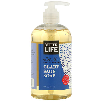 Better Life Naturally Skin-Soothing Soap, Clary Sage, 12 oz (354 ml)