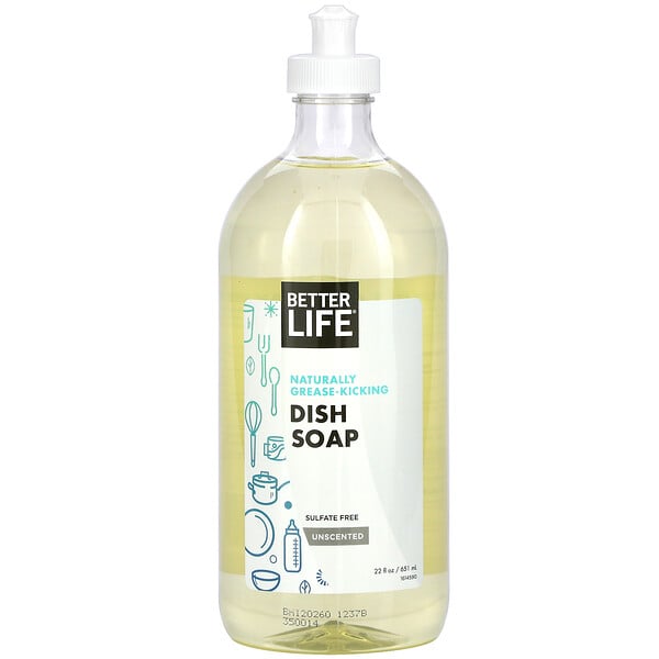 Better Life, Naturally Grease-Kicking Dish Soap, Unscented, 22 fl oz (651 ml)
