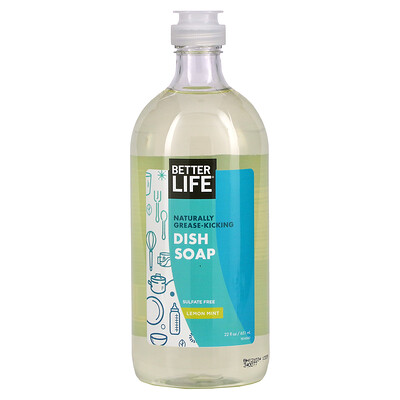 Better Life Naturally Grease-Kicking Dish Soap Lemon Mint 22 fl oz (651 ml)