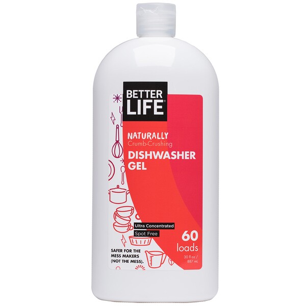 Better Life, Naturally Crumb-Crushing Dishwasher Gel, Fragrance Free, 60 Loads, 30 oz (887 ml)