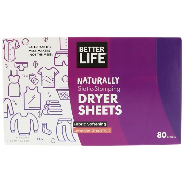 Better Life, Naturally StaticStomping Dryer Sheets, Lavender
