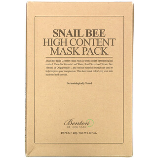 Benton, 高含量蝸牛蜂蜜美容面膜裝，10 片，每片 0.7 盎司（20 克）