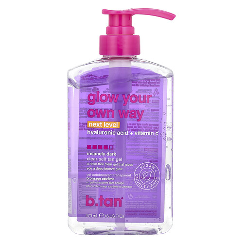 B.tan Glow Your Own Way, Clear Self Tan Gel, Insanely Dark, 16 fl oz ( 473 ml)