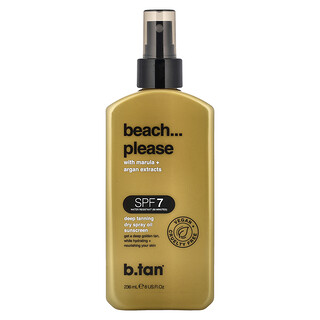 b.tan, Beach...Bitte, Dry Spray Oil Sunscreen, Trockenspray-Öl-Sonnenschutz, LSF 7, Tiefenbräunung, 236 ml (8 fl. oz.)