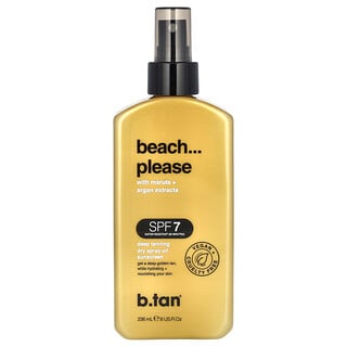 b.tan, 海灘...謝謝，乾燥抗曬噴霧，SPF 7，深黃褐色，8 液量盎司（236 毫升）