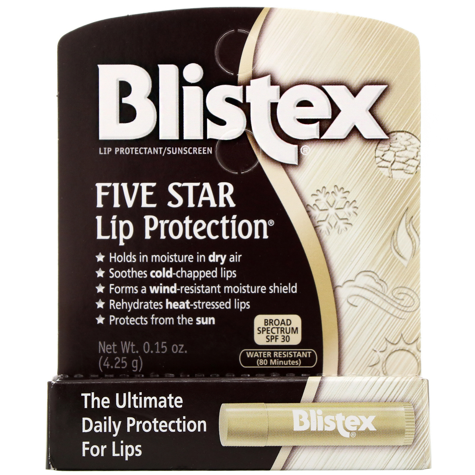 Blistex, 五つ星の唇保護（Five Star Lip Protection）, SPF30, 0.15オンス（4.25 g）