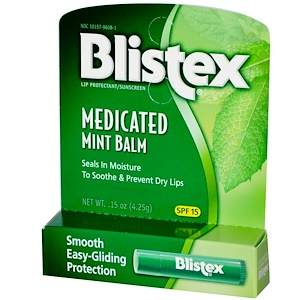 Blistex, Лечебный мятный бальзам, защита для губ/ защита от ультрафиолета, SPF 15, .4,25 г (15 унций)