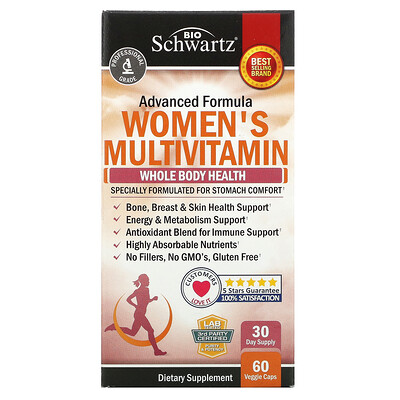 

BioSchwartz Advanced Formula, мультивитамины для женщин, 60 растительных капсул