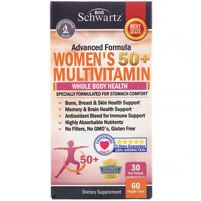 BioSchwartz Advanced Formula, мультивитамины для женщин в возрасте 50+, 60 растительных капсул