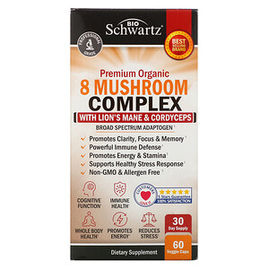 Отзывы о BioSchwartz, Premium Organic 8 Mushroom Complex , 60 Veggie Caps