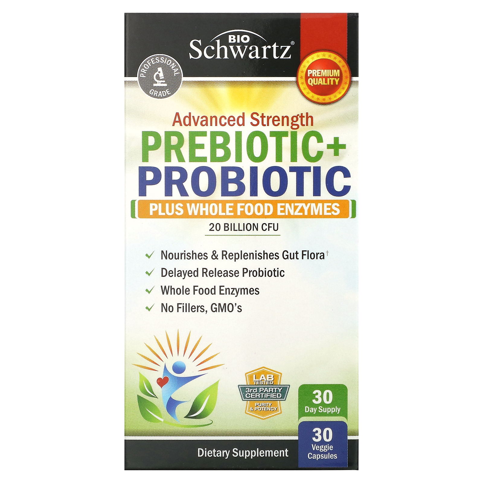 BioSchwartz, Advanced Strength, Prebiotic+Probiotic, 20 Billion CFU, 30