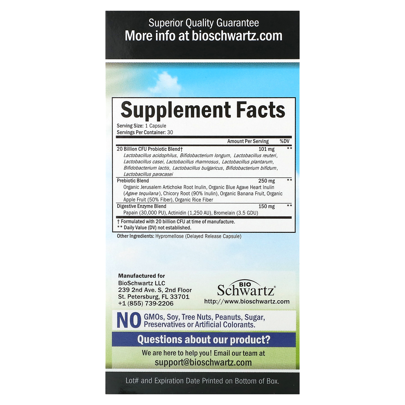 BioSchwartz, Advanced Strength, Prebiotic+Probiotic, 20 Billion CFU, 30