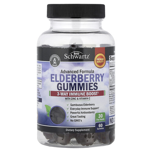 Bioschwartz Elderberry Gummies with Zinc & Vitamin C, 60 Gummies