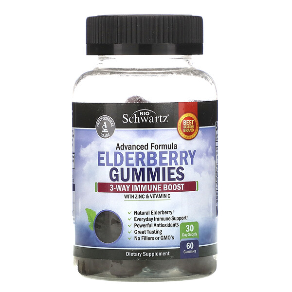 Elderberry Gummies with Zinc & Vitamin C, 60 Gummies